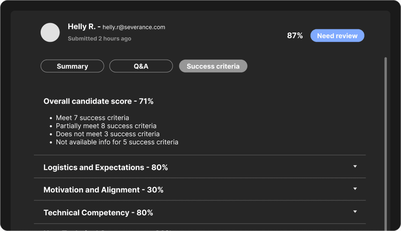 Custom success criteria